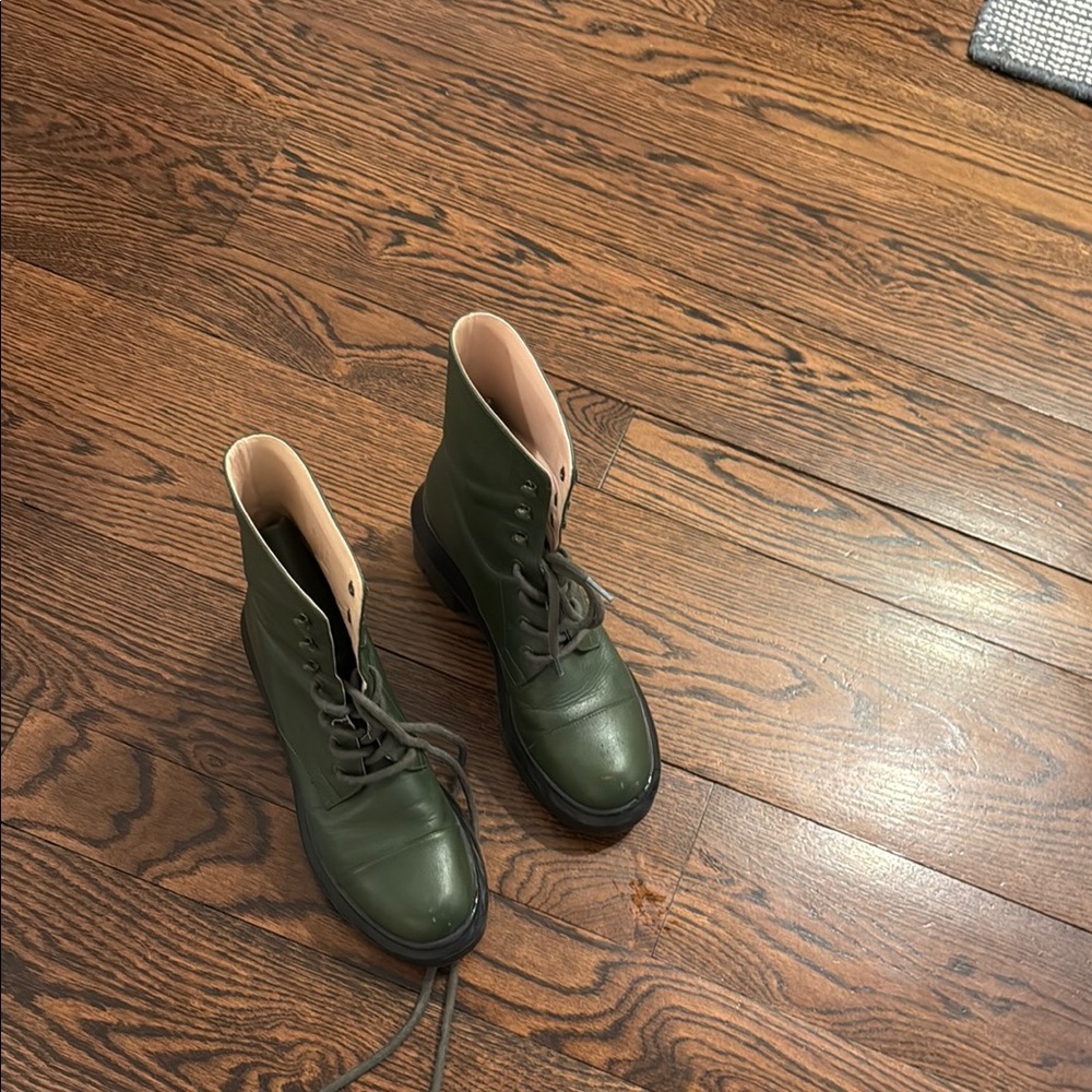 Stuart Weitzman Olive Lace-Up Combat Boots